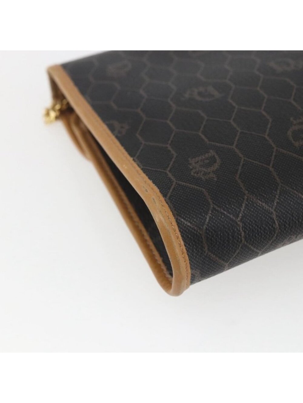 Authentic Christian Dior Honeycomb Canvas Chain Shoulder Bag Black Gold - Picture 5 of 16